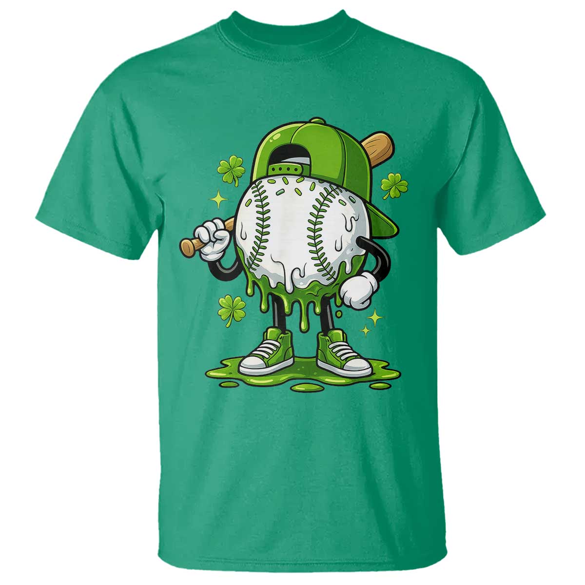 Baseball Drip Icecream T Shirt Youth Boy St Patricks Day Shamrock Green TS10 Irish Green Print Your Wear