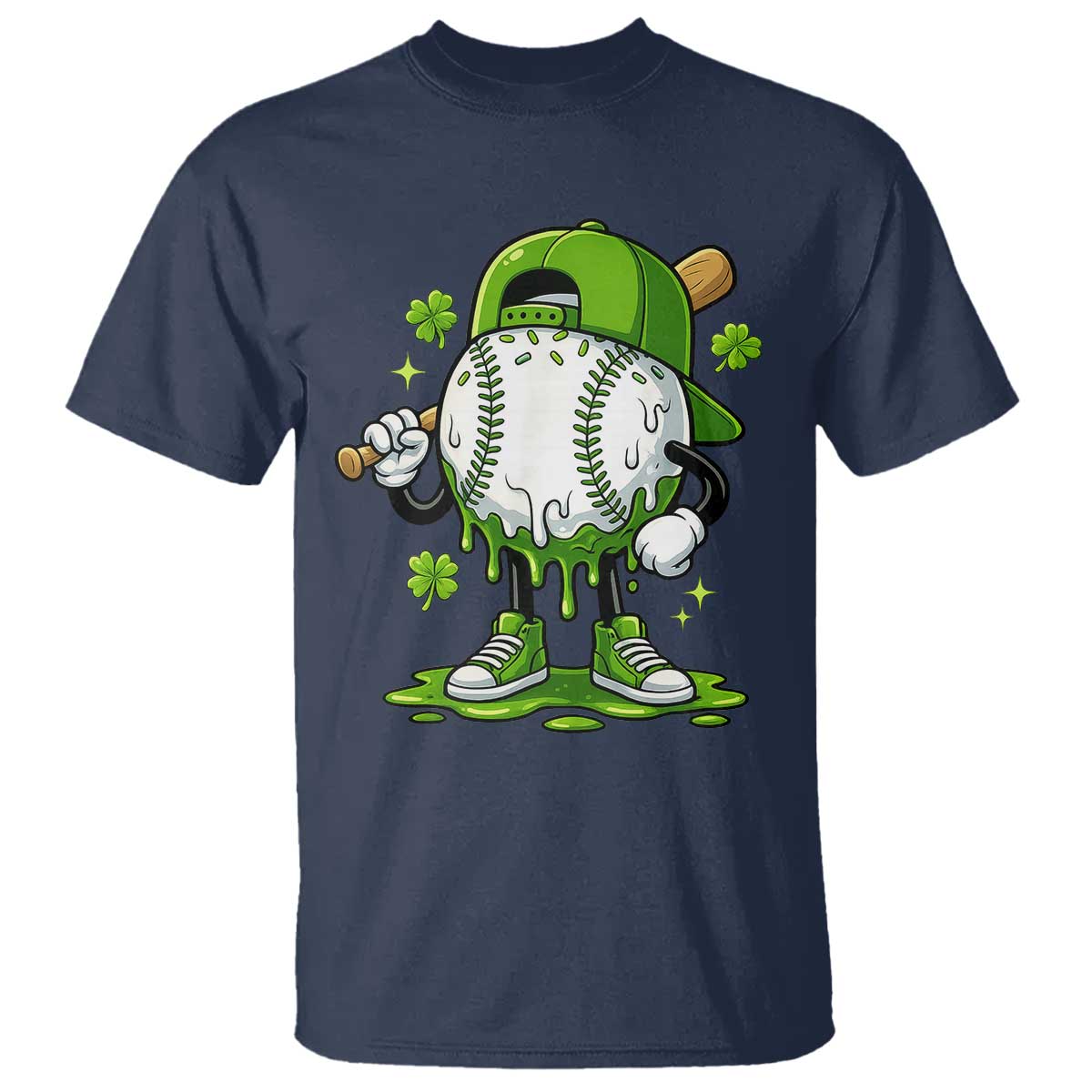 Baseball Drip Icecream T Shirt Youth Boy St Patricks Day Shamrock Green TS10 Navy Print Your Wear
