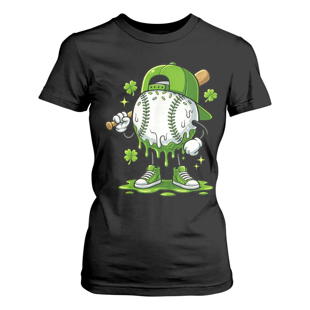Baseball Drip Icecream T Shirt For Women Youth Boy St Patricks Day Shamrock Green TS10 Black Print Your Wear