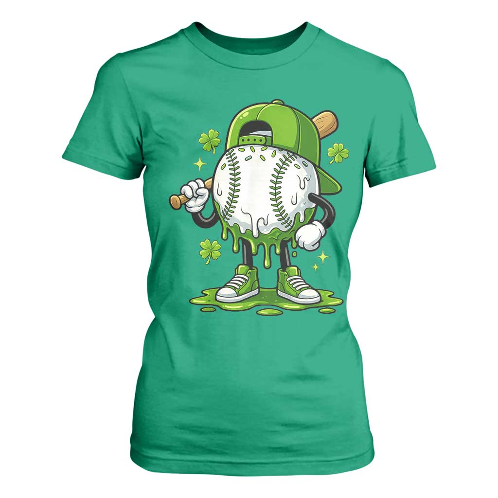 Baseball Drip Icecream T Shirt For Women Youth Boy St Patricks Day Shamrock Green TS10 Irish Green Print Your Wear
