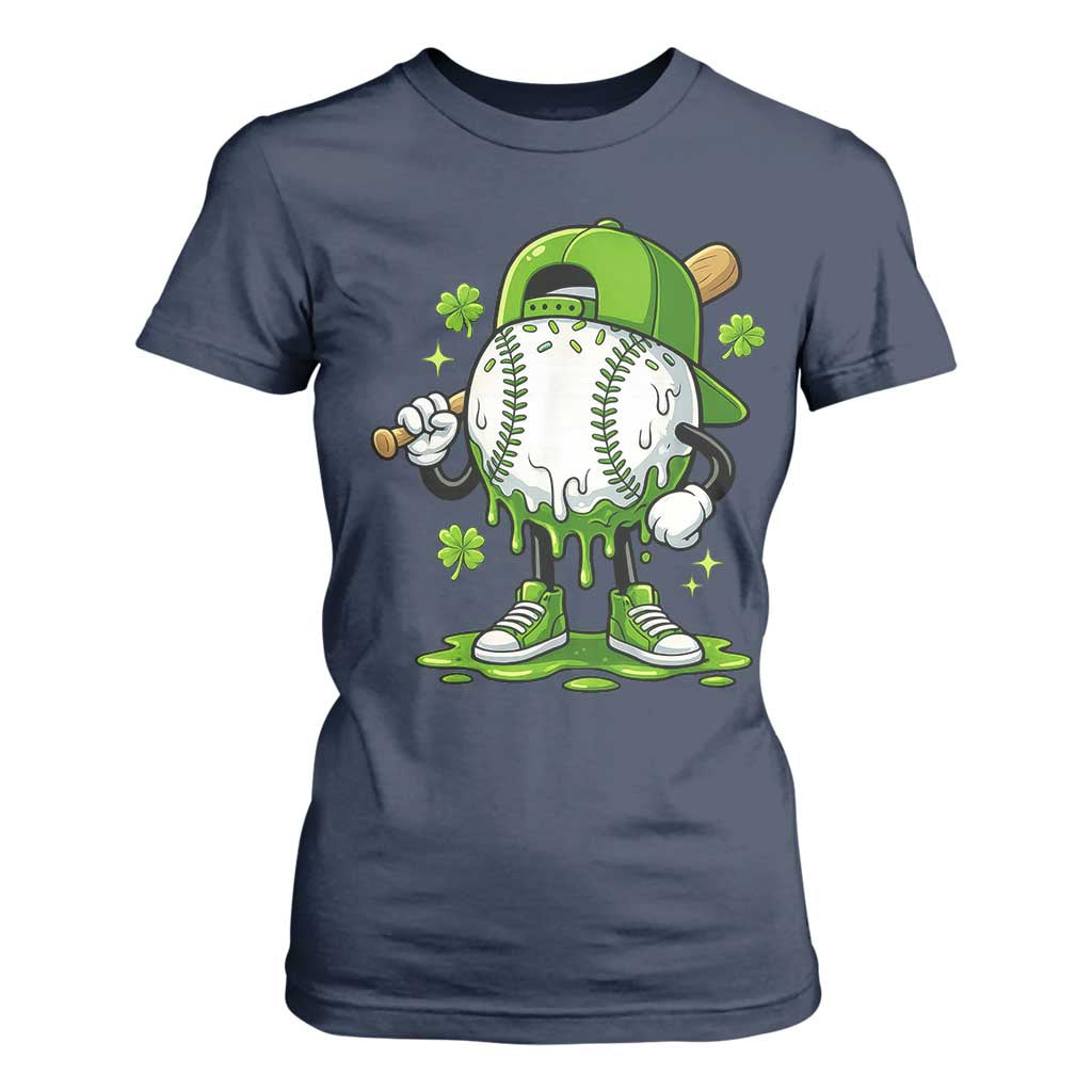Baseball Drip Icecream T Shirt For Women Youth Boy St Patricks Day Shamrock Green TS10 Navy Print Your Wear