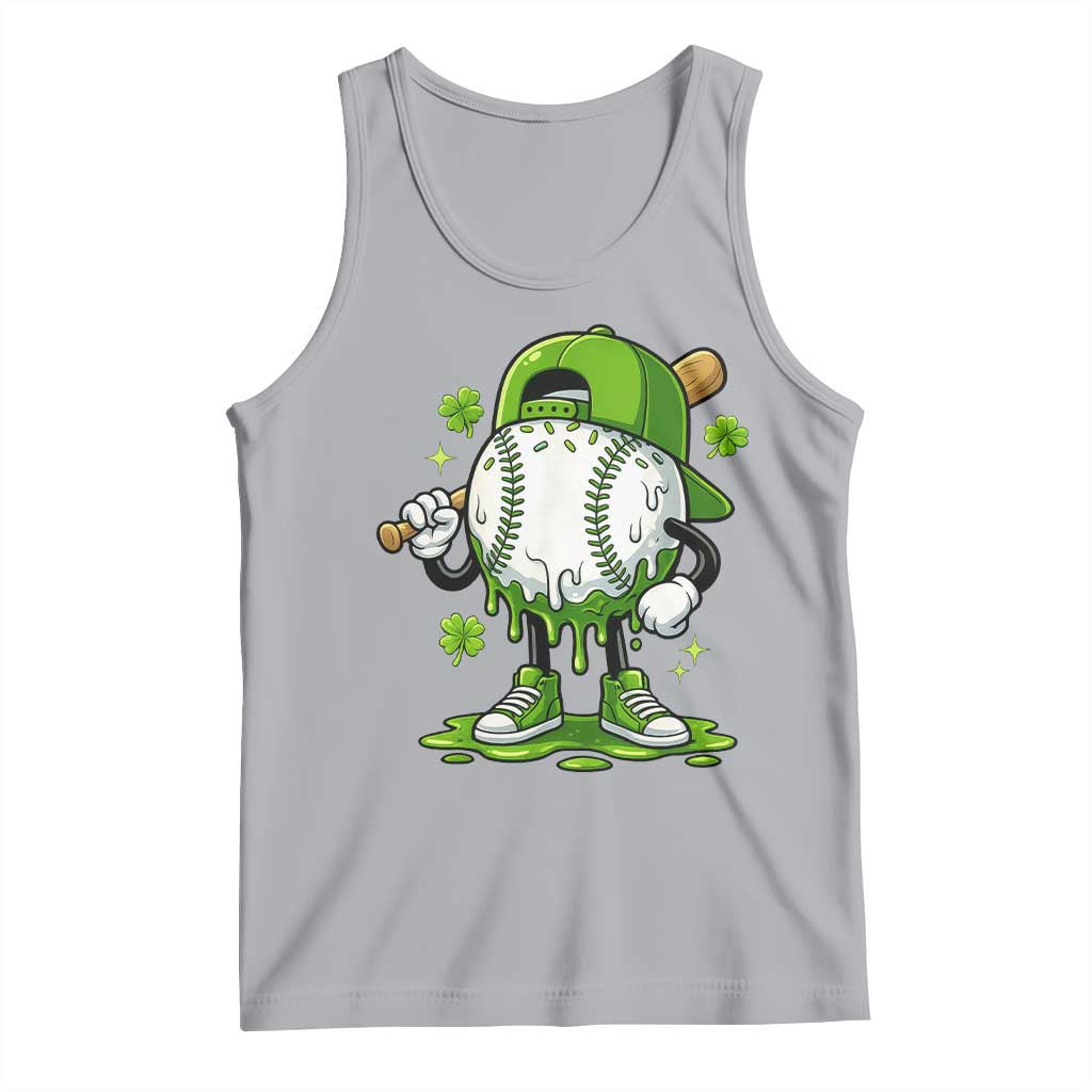 Baseball Drip Icecream Tank Top Youth Boy St Patricks Day Shamrock Green TS10 Athletic Heather Print Your Wear