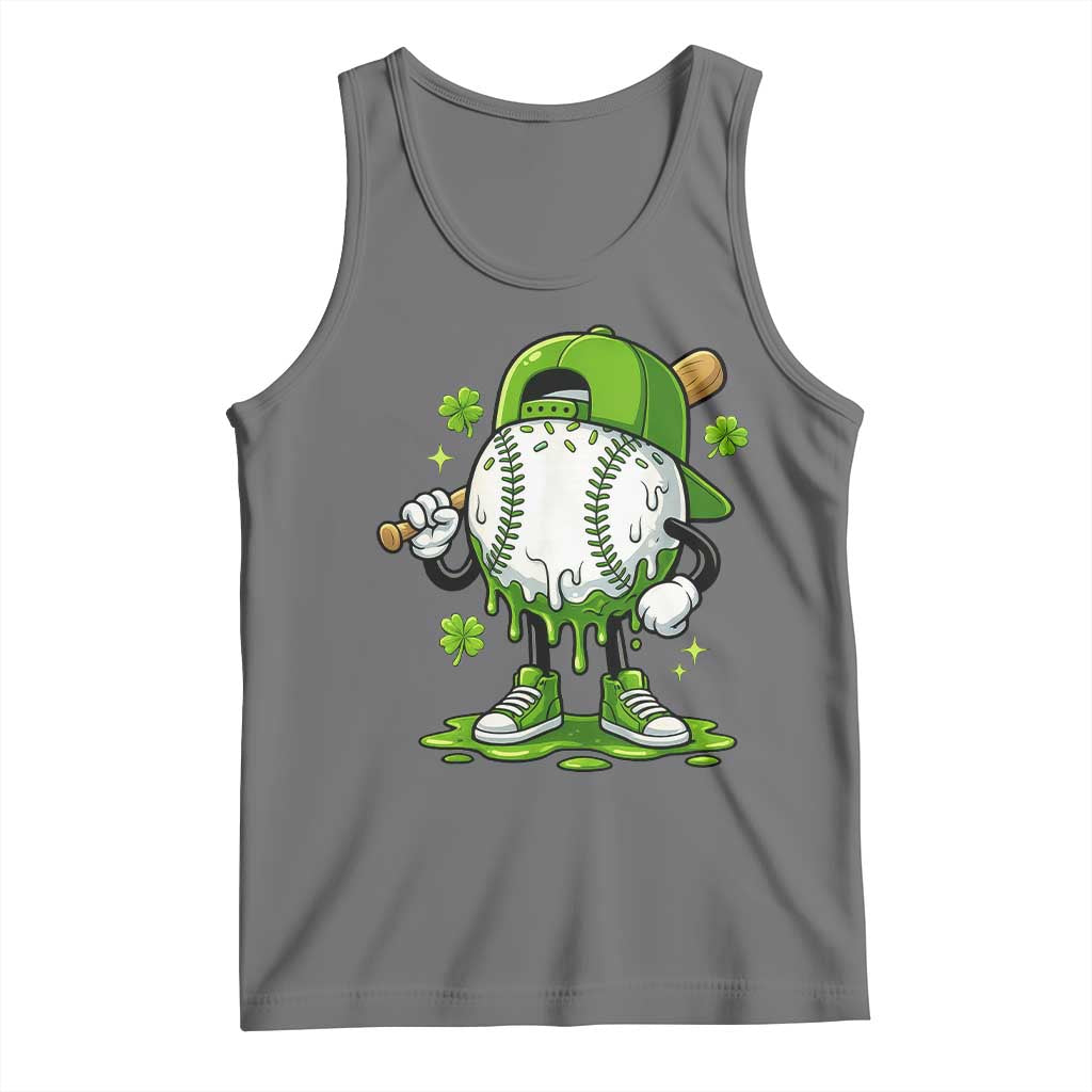Baseball Drip Icecream Tank Top Youth Boy St Patricks Day Shamrock Green TS10 Black Heather Print Your Wear