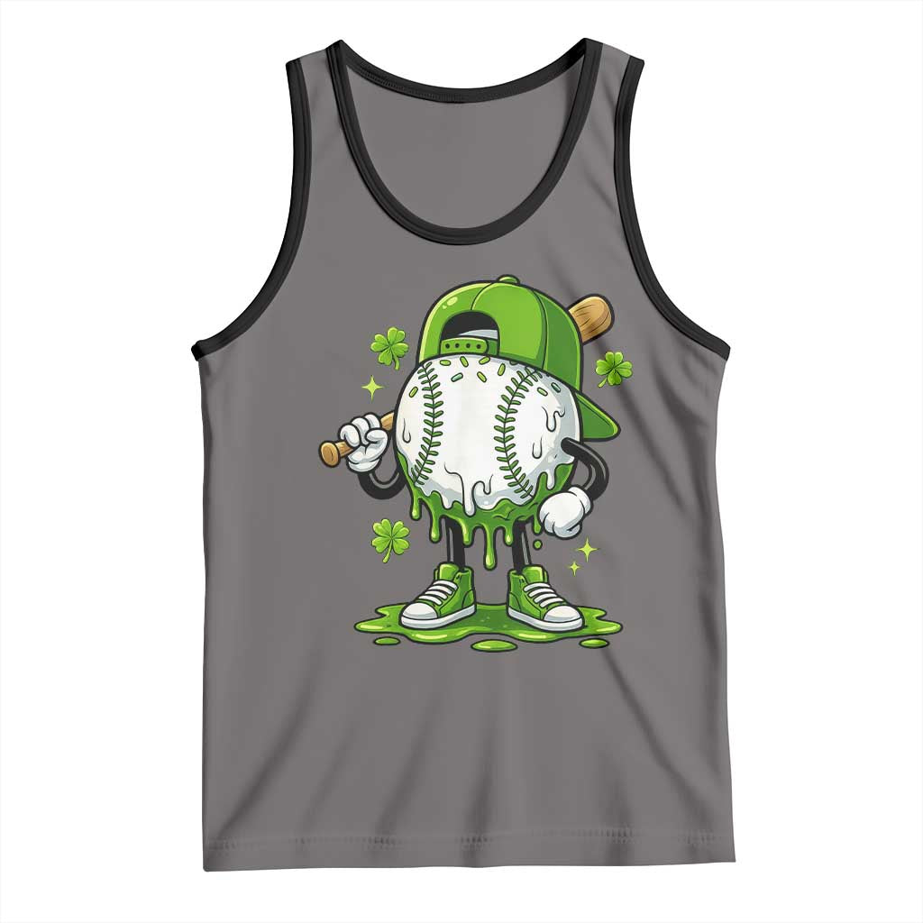 Baseball Drip Icecream Tank Top Youth Boy St Patricks Day Shamrock Green TS10 Deep Heather Black Print Your Wear