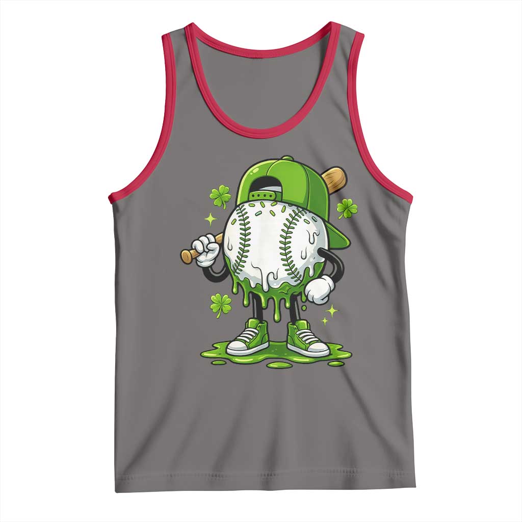 Baseball Drip Icecream Tank Top Youth Boy St Patricks Day Shamrock Green TS10 Deep Heather Red Print Your Wear