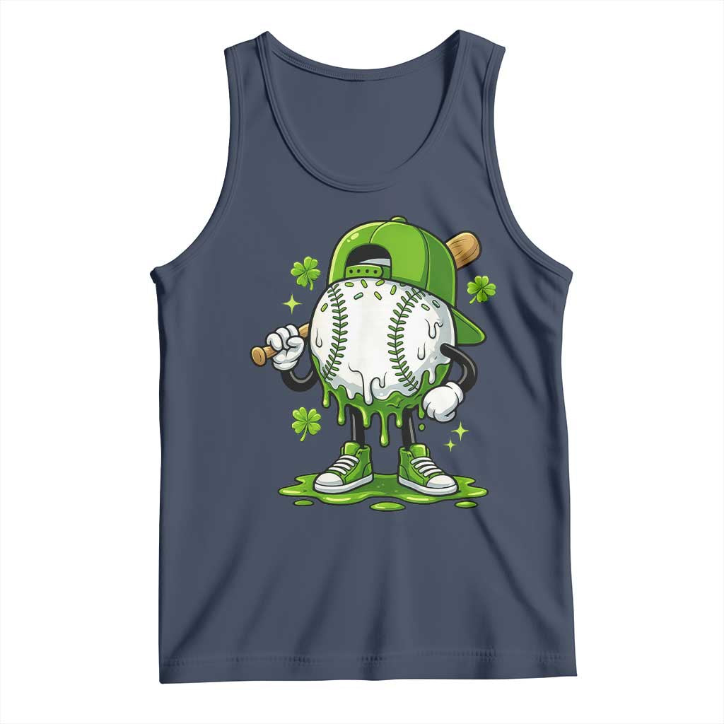 Baseball Drip Icecream Tank Top Youth Boy St Patricks Day Shamrock Green TS10 Navy Print Your Wear
