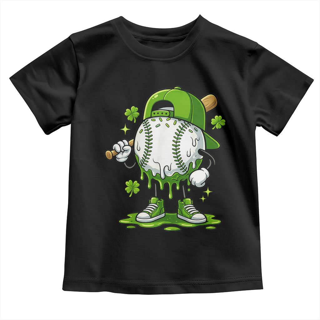 Baseball Drip Icecream Toddler T Shirt Youth Boy St Patricks Day Shamrock Green TS10 Black Print Your Wear