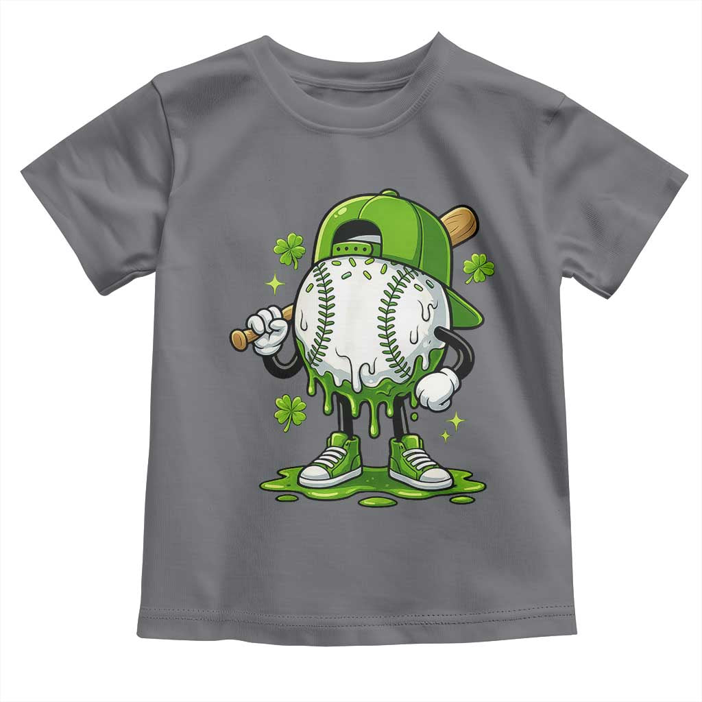 Baseball Drip Icecream Toddler T Shirt Youth Boy St Patricks Day Shamrock Green TS10 Charcoal Print Your Wear