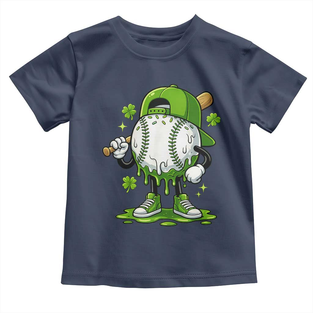 Baseball Drip Icecream Toddler T Shirt Youth Boy St Patricks Day Shamrock Green TS10 Navy Print Your Wear