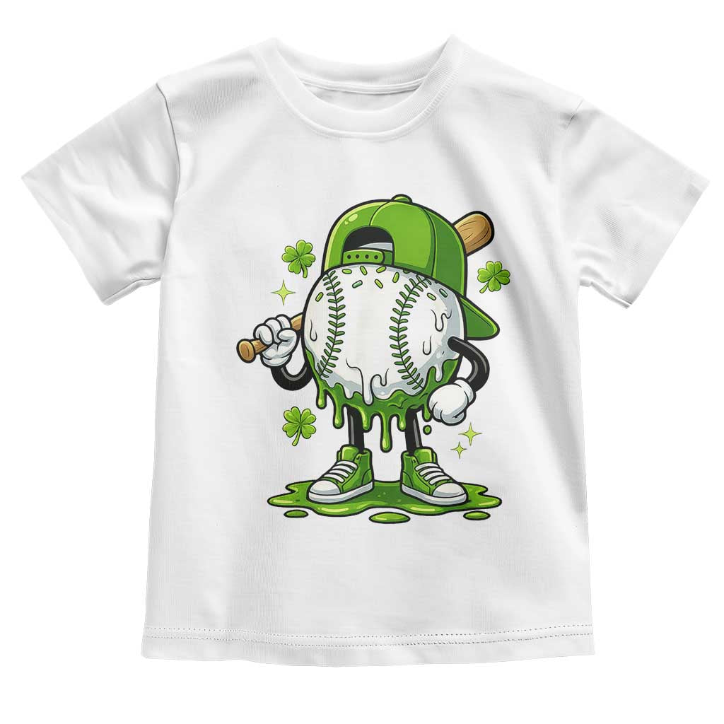 Baseball Drip Icecream Toddler T Shirt Youth Boy St Patricks Day Shamrock Green TS10 White Print Your Wear