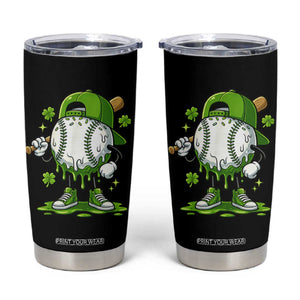 Baseball Drip Icecream Tumbler Cup Youth Boy St Patricks Day Shamrock Green TS10 Black Print Your Wear