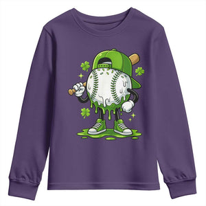 Baseball Drip Icecream Youth Sweatshirt Youth Boy St Patricks Day Shamrock Green TS10 Purple Print Your Wear