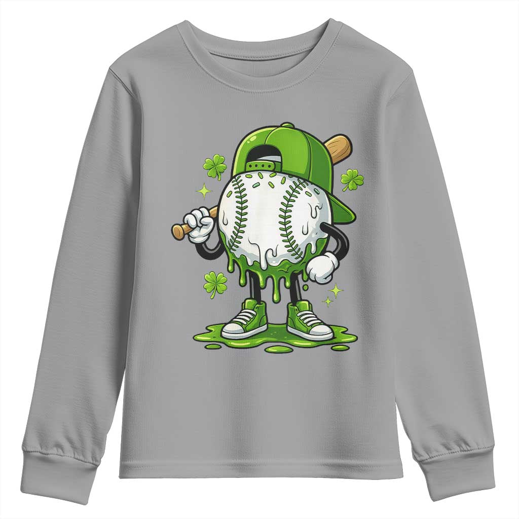 Baseball Drip Icecream Youth Sweatshirt Youth Boy St Patricks Day Shamrock Green TS10 Sport Gray Print Your Wear