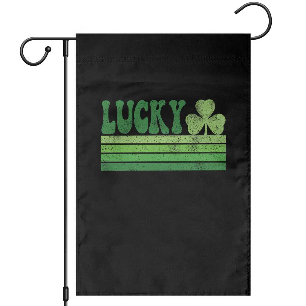 Retro Lucky Garden Flag St Patricks Day Irish Shamrock TS10 Black Print Your Wear