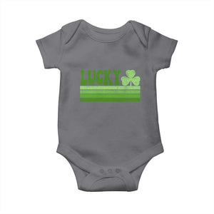 Retro Lucky Baby Onesie St Patricks Day Irish Shamrock TS10 Charcoal Print Your Wear