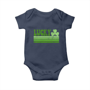 Retro Lucky Baby Onesie St Patricks Day Irish Shamrock TS10 Navy Print Your Wear