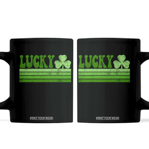 Retro Lucky Coffee Mug St Patricks Day Irish Shamrock TS10 Black Print Your Wear