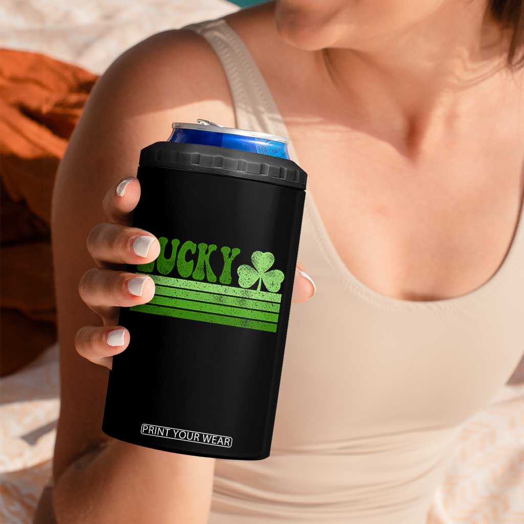 Retro Lucky 4 in 1 Can Cooler Tumbler St Patricks Day Irish Shamrock TS10 Print Your Wear