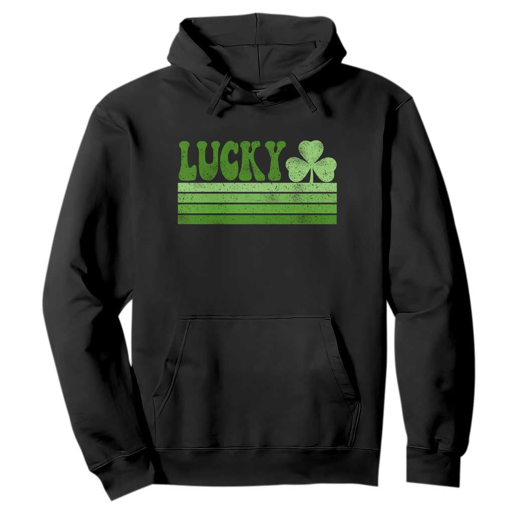 Retro Lucky Hoodie St Patricks Day Irish Shamrock TS10 Black Print Your Wear