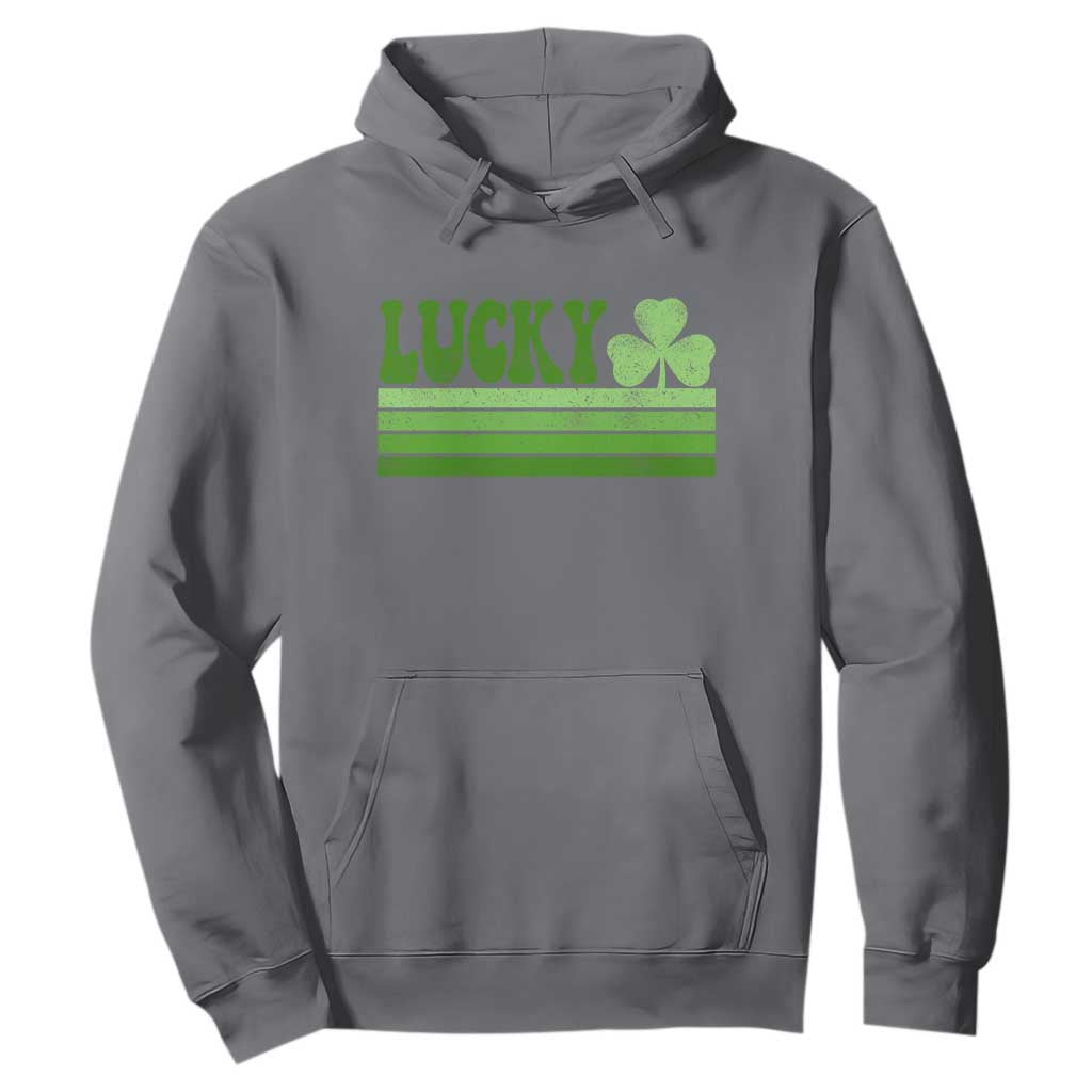 Retro Lucky Hoodie St Patricks Day Irish Shamrock TS10 Charcoal Print Your Wear
