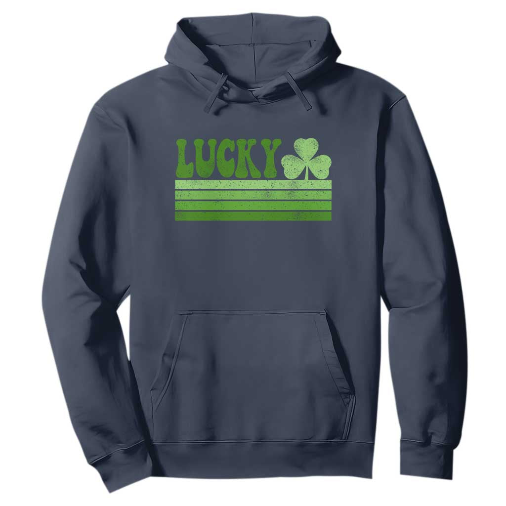 Retro Lucky Hoodie St Patricks Day Irish Shamrock TS10 Navy Print Your Wear