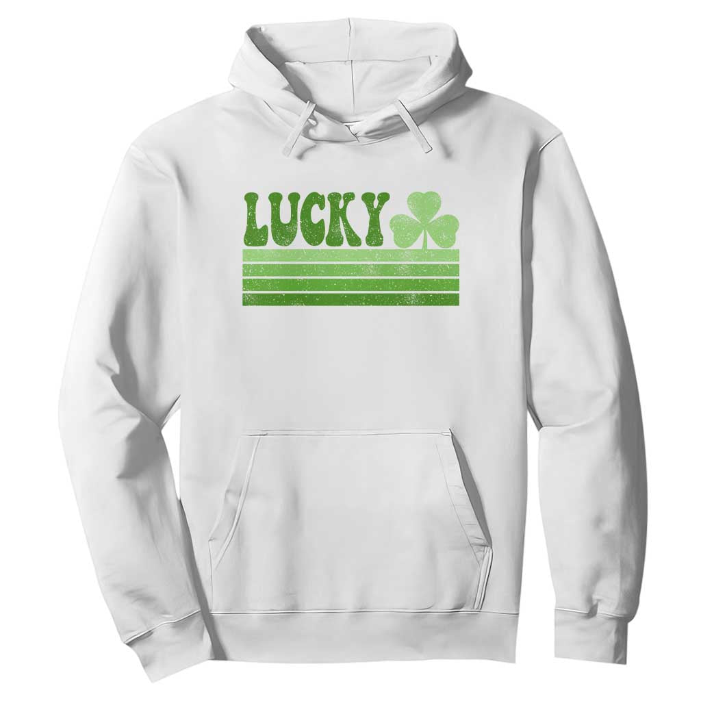 Retro Lucky Hoodie St Patricks Day Irish Shamrock TS10 White Print Your Wear