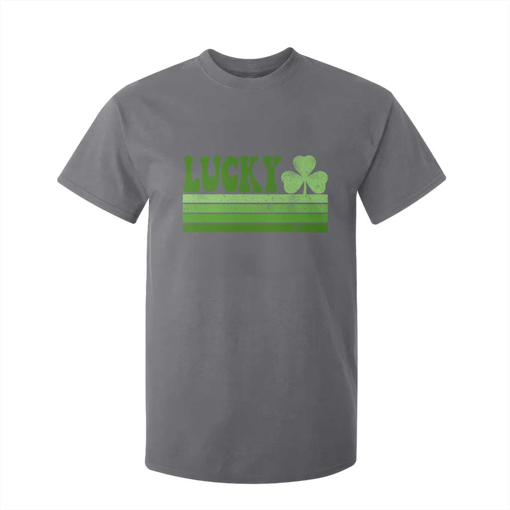 Retro Lucky T Shirt For Kid St Patricks Day Irish Shamrock TS10 Charcoal Print Your Wear