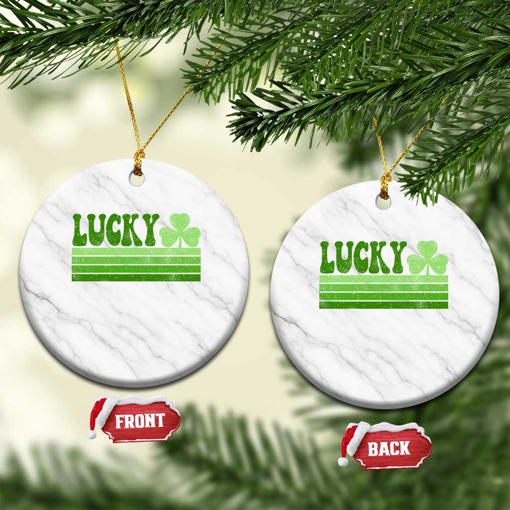 Retro Lucky Ceramic Ornament St Patricks Day Irish Shamrock TS10 1pc White Marble Print Your Wear