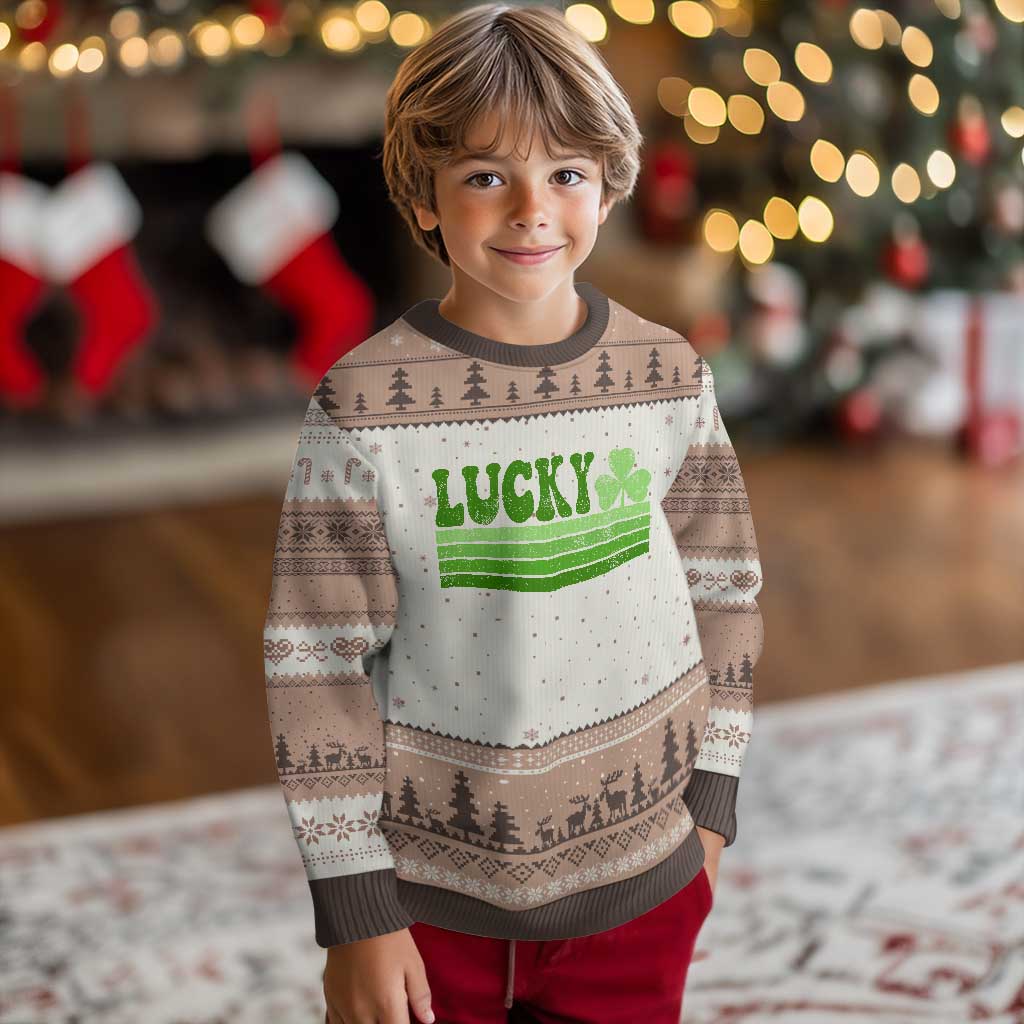 Retro Lucky Ugly Christmas Sweater St Patricks Day Irish Shamrock TS10 Mocha Mousse Print Your Wear