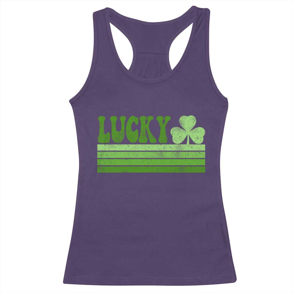 Retro Lucky Racerback Tank Top St Patricks Day Irish Shamrock TS10 Purple Print Your Wear
