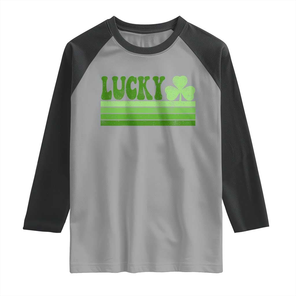 Retro Lucky Raglan Shirt St Patricks Day Irish Shamrock TS10 Sport Gray Black Print Your Wear