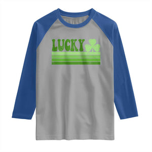 Retro Lucky Raglan Shirt St Patricks Day Irish Shamrock TS10 Sport Gray Royal Print Your Wear