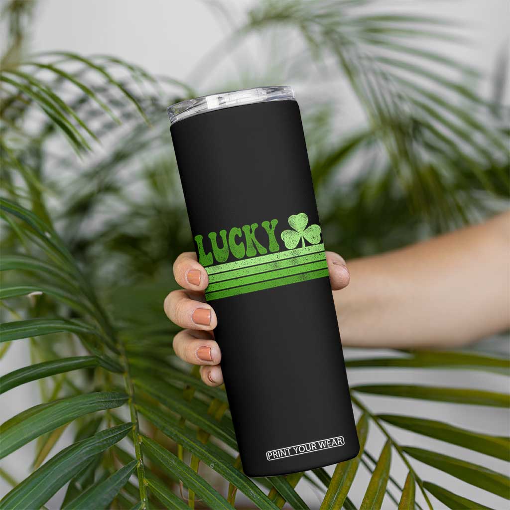 Retro Lucky Skinny Tumbler St Patricks Day Irish Shamrock TS10 Print Your Wear