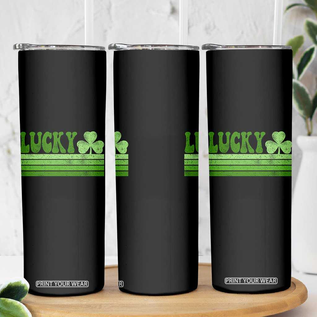 Retro Lucky Skinny Tumbler St Patricks Day Irish Shamrock TS10 Print Your Wear