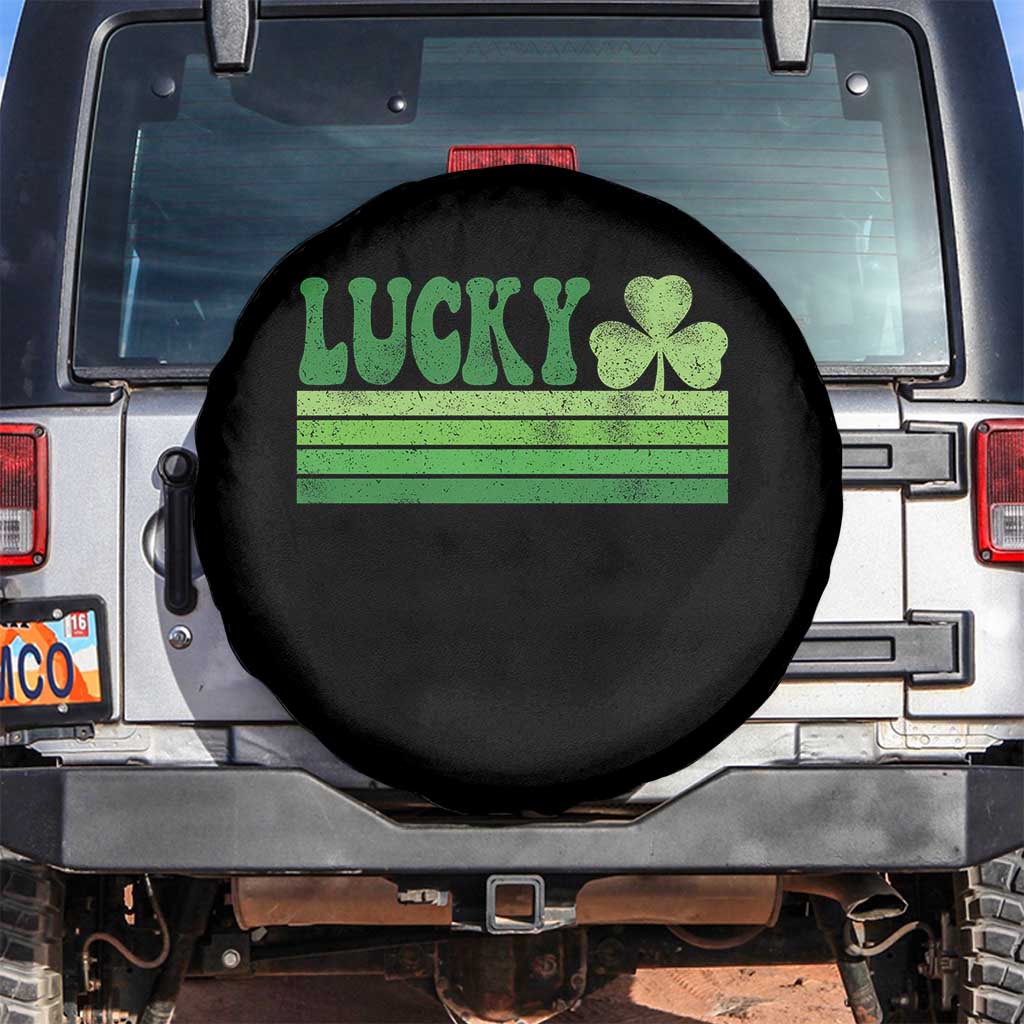Retro Lucky Spare Tire Cover St Patricks Day Irish Shamrock TS10 No hole Black Print Your Wear