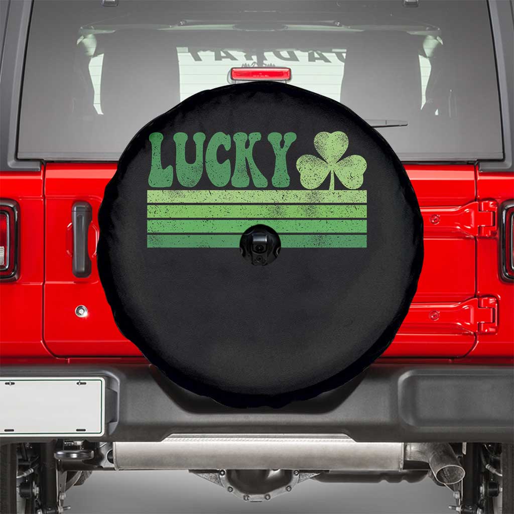 Retro Lucky Spare Tire Cover St Patricks Day Irish Shamrock TS10 Black Print Your Wear
