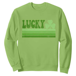 Retro Lucky Sweatshirt St Patricks Day Irish Shamrock TS10 Lime Print Your Wear