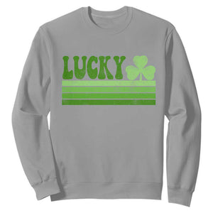 Retro Lucky Sweatshirt St Patricks Day Irish Shamrock TS10 Sport Gray Print Your Wear