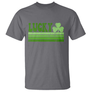 Retro Lucky T Shirt St Patricks Day Irish Shamrock TS10 Charcoal Print Your Wear