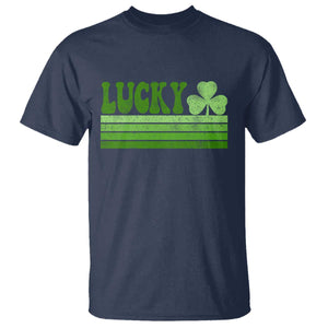 Retro Lucky T Shirt St Patricks Day Irish Shamrock TS10 Navy Print Your Wear