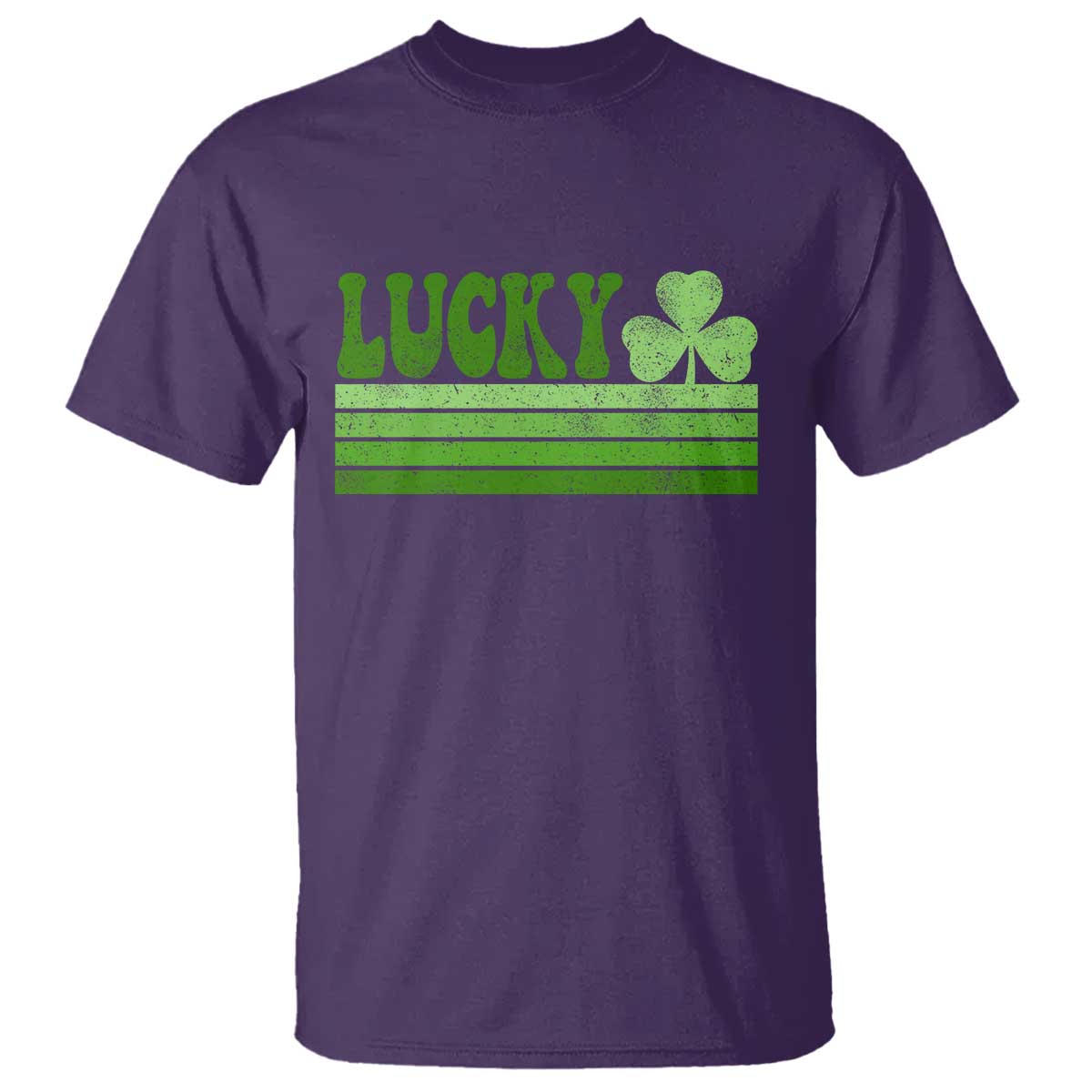 Retro Lucky T Shirt St Patricks Day Irish Shamrock TS10 Purple Print Your Wear