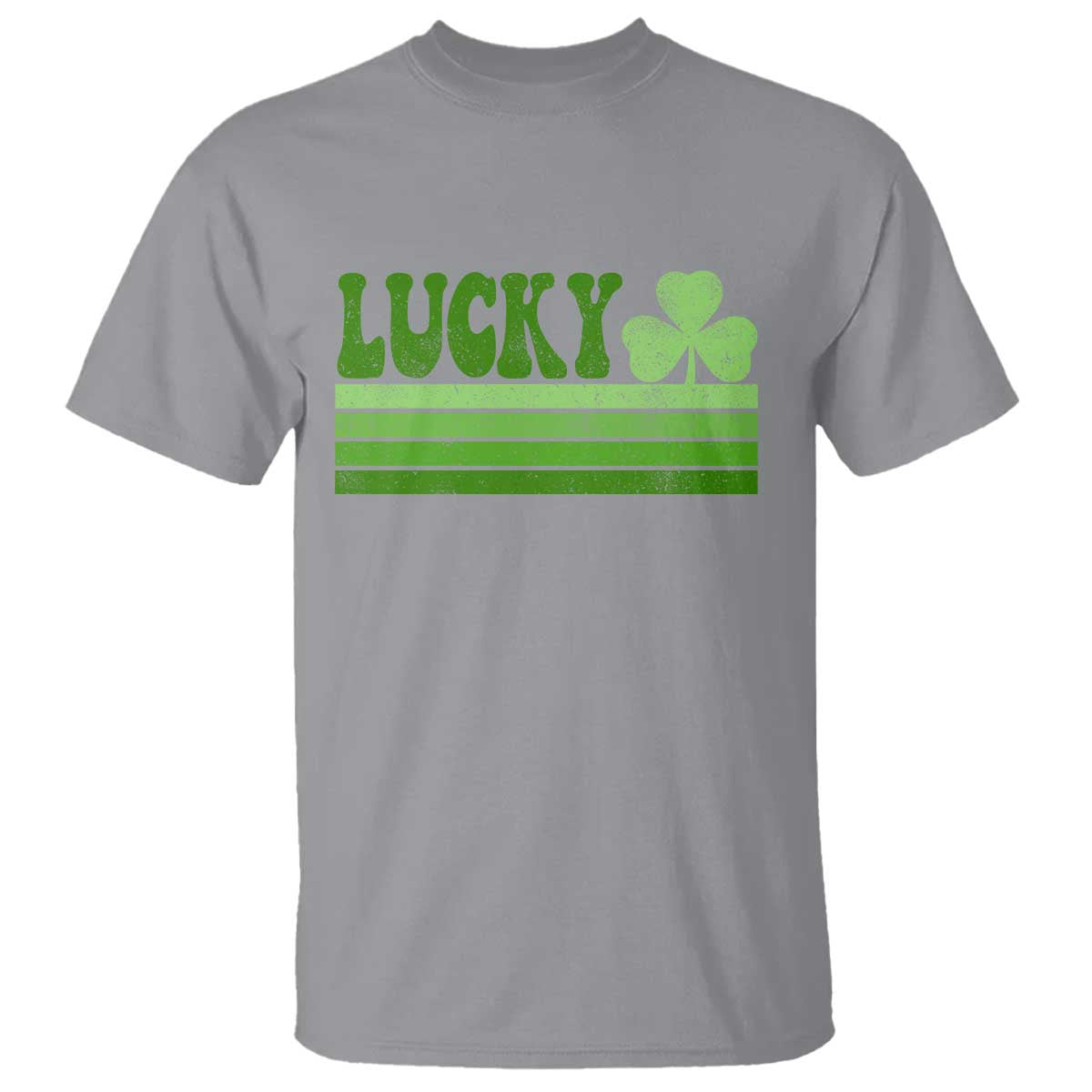 Retro Lucky T Shirt St Patricks Day Irish Shamrock TS10 Sport Gray Print Your Wear