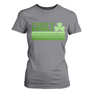 Retro Lucky T Shirt For Women St Patricks Day Irish Shamrock TS10 Charcoal Print Your Wear