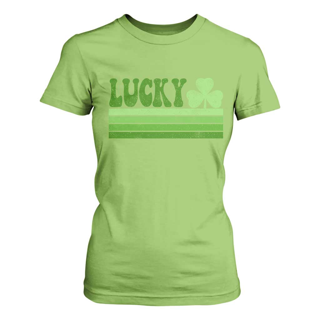 Retro Lucky T Shirt For Women St Patricks Day Irish Shamrock TS10 Lime Print Your Wear