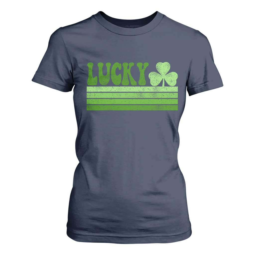 Retro Lucky T Shirt For Women St Patricks Day Irish Shamrock TS10 Navy Print Your Wear