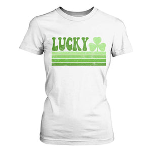 Retro Lucky T Shirt For Women St Patricks Day Irish Shamrock TS10 White Print Your Wear