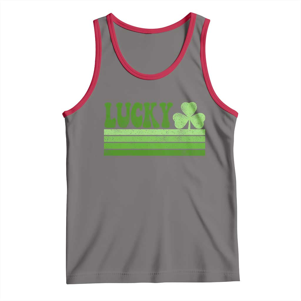 Retro Lucky Tank Top St Patricks Day Irish Shamrock TS10 Deep Heather Red Print Your Wear