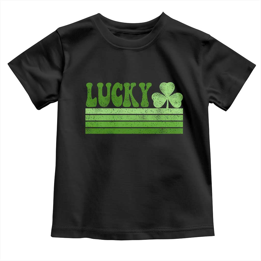 Retro Lucky Toddler T Shirt St Patricks Day Irish Shamrock TS10 Black Print Your Wear