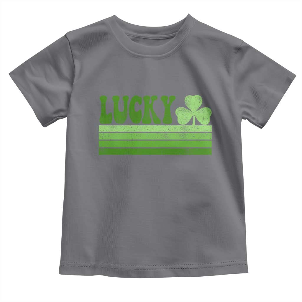Retro Lucky Toddler T Shirt St Patricks Day Irish Shamrock TS10 Charcoal Print Your Wear