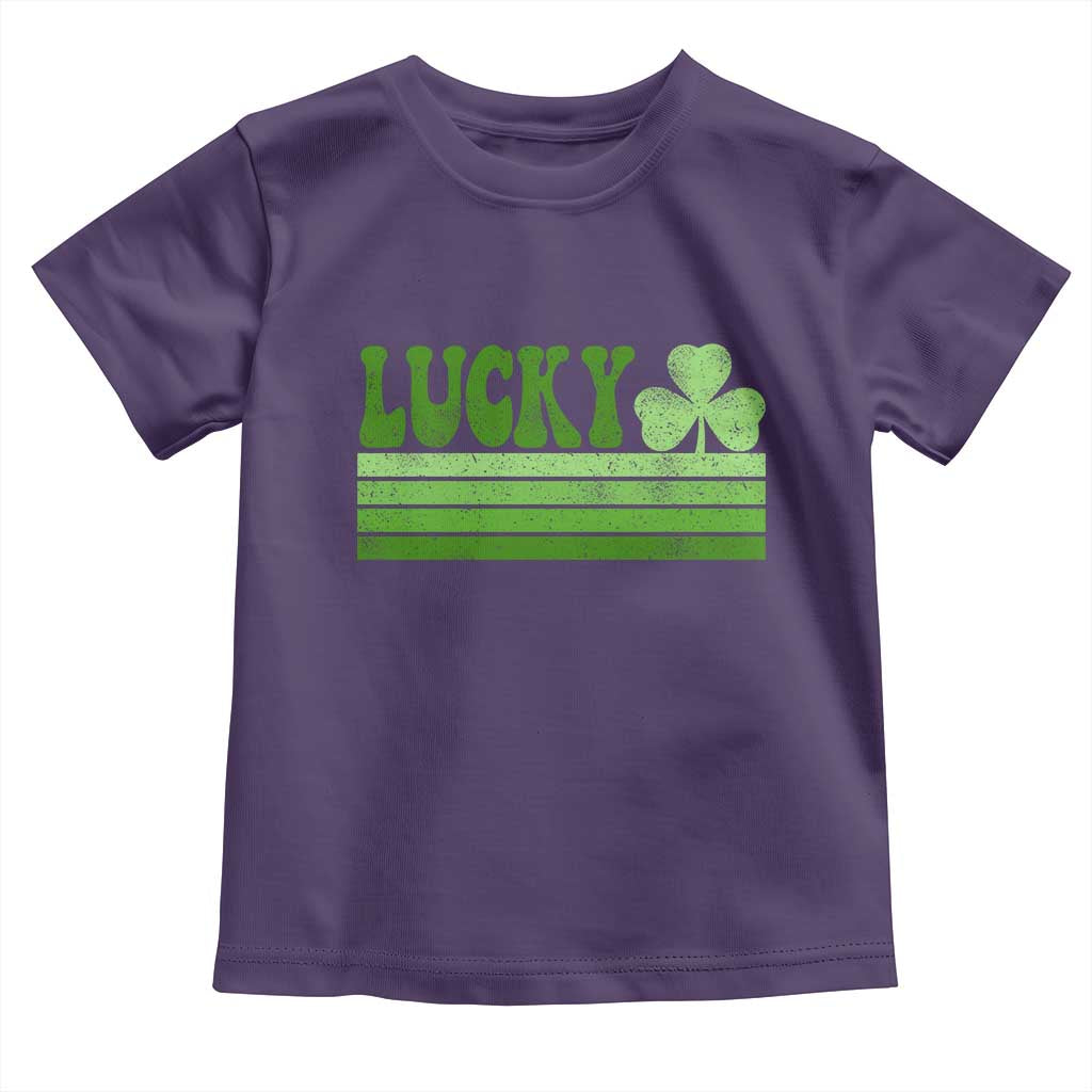 Retro Lucky Toddler T Shirt St Patricks Day Irish Shamrock TS10 Purple Print Your Wear